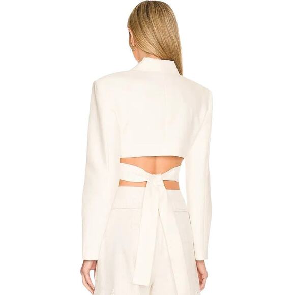 NWT Ronny Kobo Zuna Cropped Crossover Wrap Jacket Women Size Large Ivory $378 - Picture 7 of 16